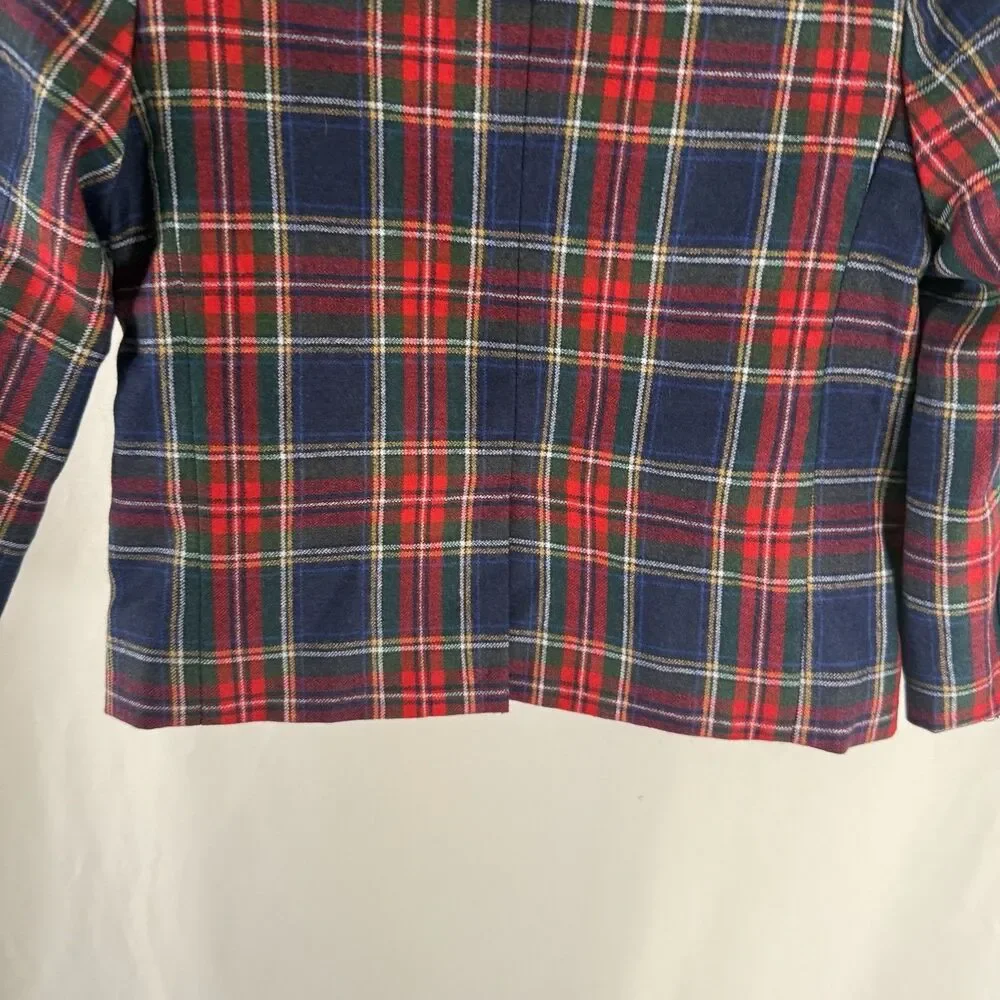 New Janie and Jack Blazer Boys 3 Red Tartan Plaid Button Up Long Sleeve Collared